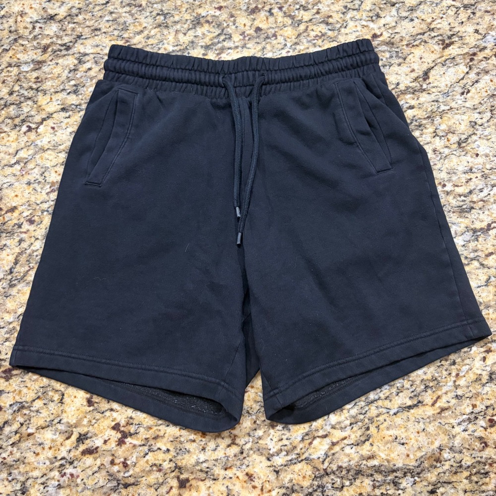 HM Mens Regular Fit Sweat Shorts Black Size Small Drawstring Fleece Pockets ws